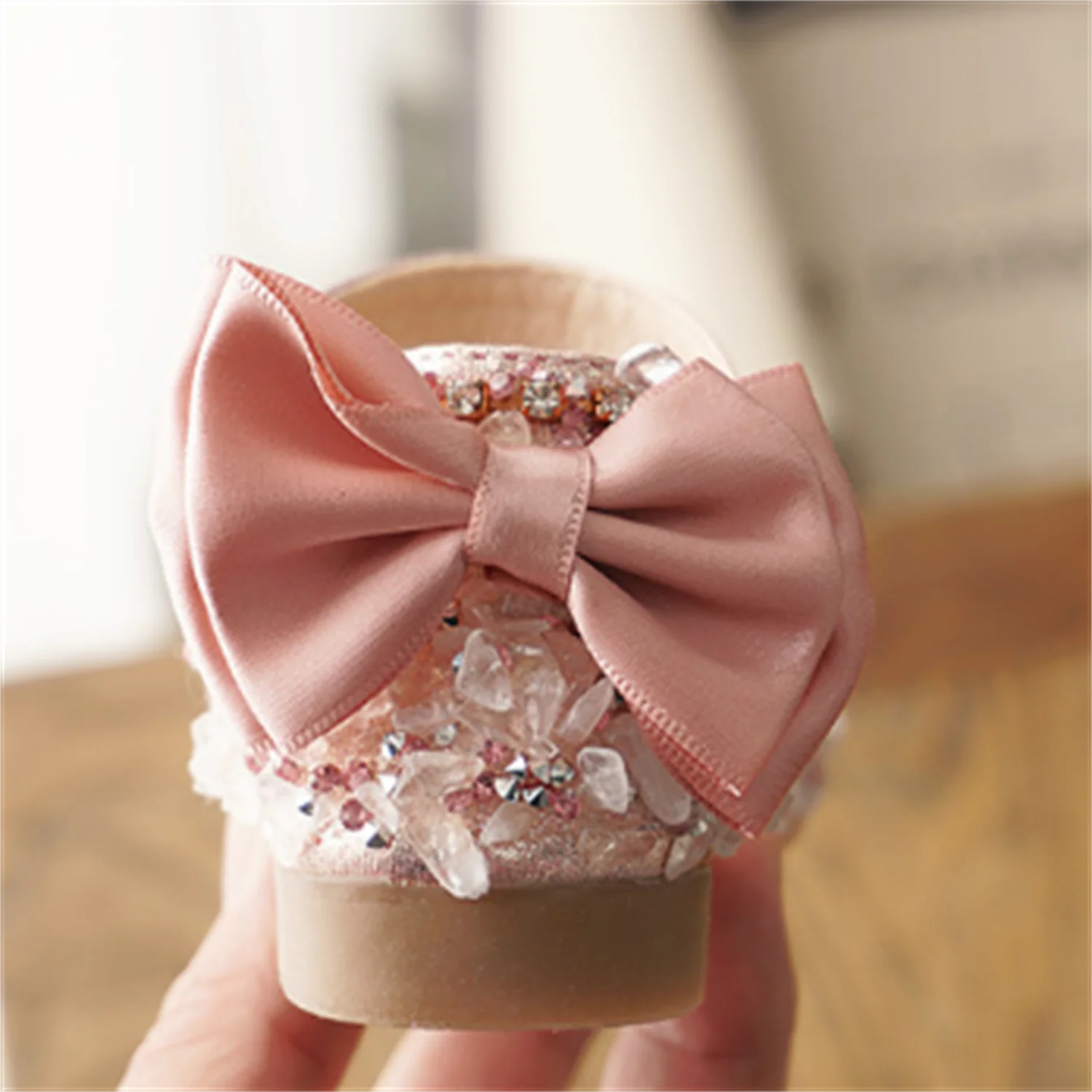 2025 Summer New Korean Water Diamond Soft Sole Girls' Half Sandals Princess Shoes Children's Shoes Spring Girls' Leather Shoes