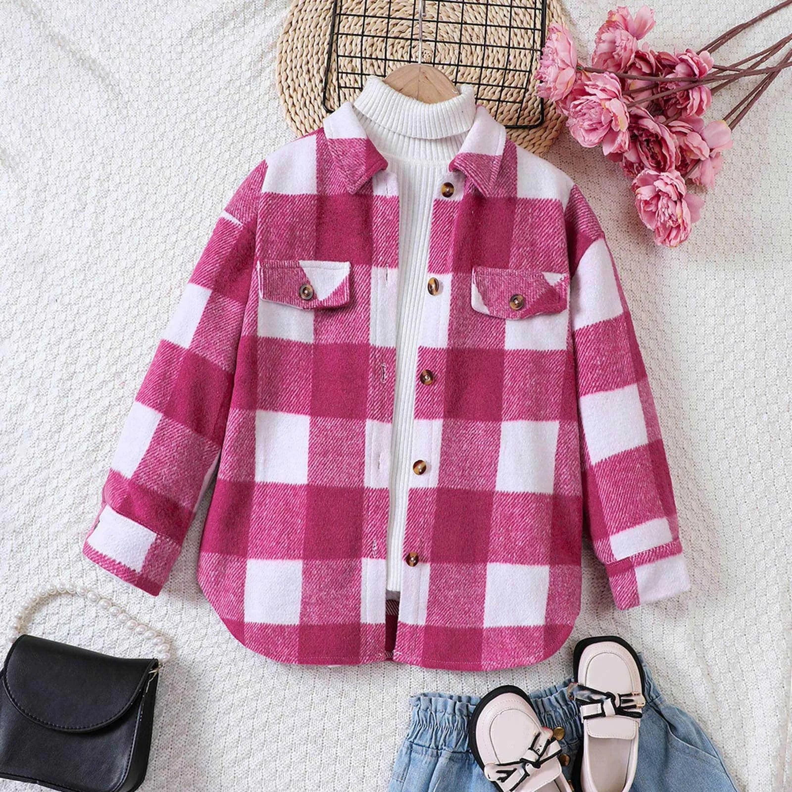 Toddler Winter Coat 5t Autumn Winter Toddler Boys Girls Long Sleeve Shirt Plaid Prints Shirt Tops Outwear For Girl Baby Coats