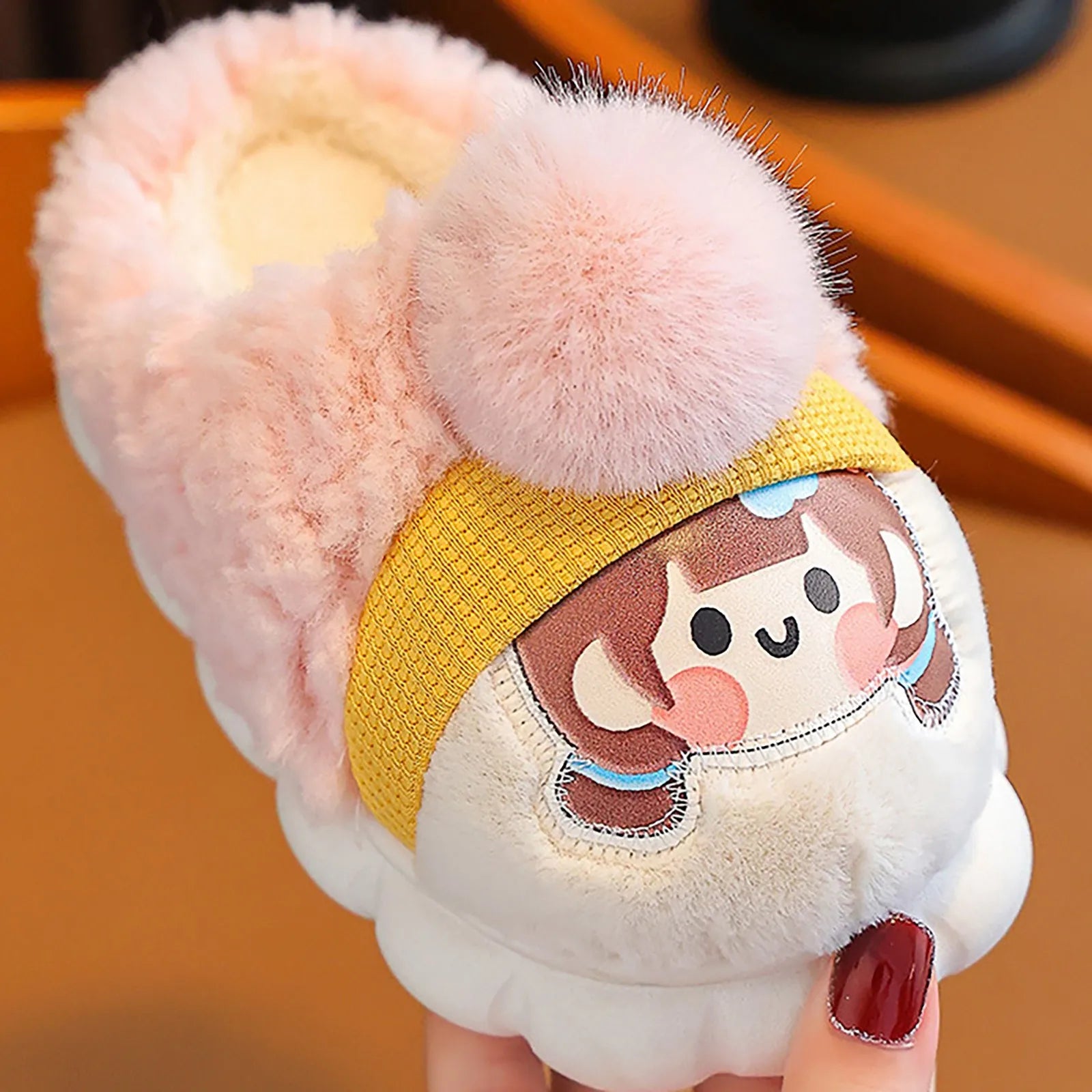 Toddler House Slippers Girls Size 4 Children's Cute Cartoon Plush Slippers Indoor Full Coverage Cozy Shoes Girls Sandal Size 2