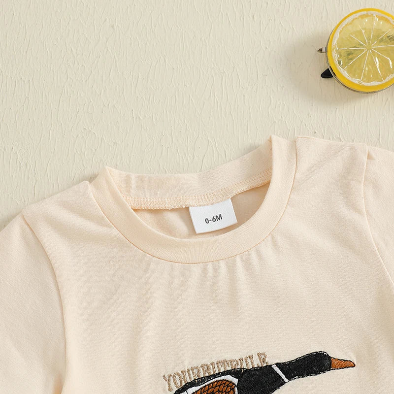 Adorable Infant Boy s Casual Wear Set with Cute Duck Print Tee and Striped Shorts for a Stylish Summer Look