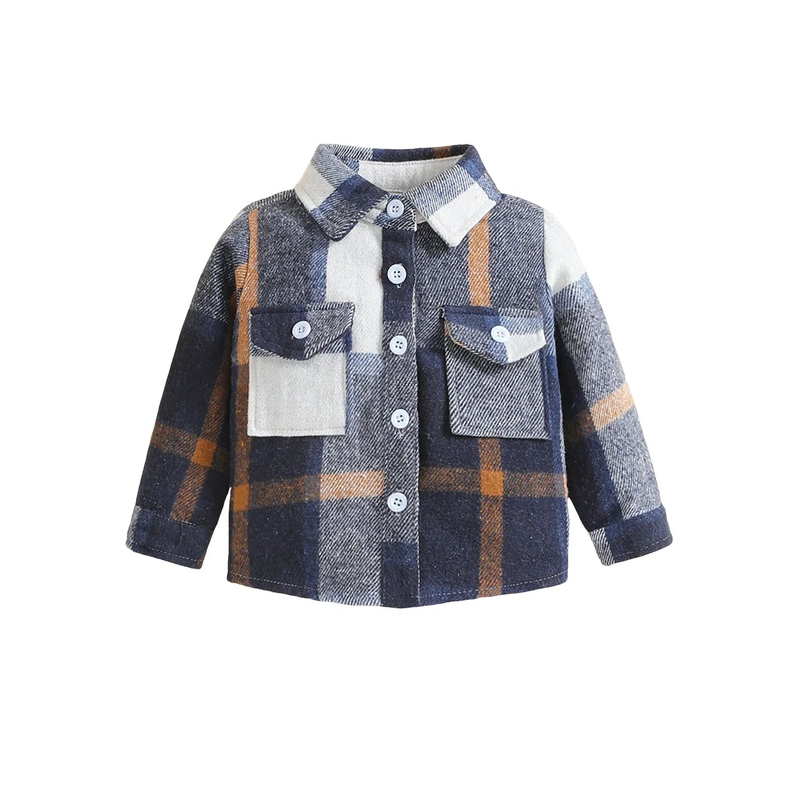 4t Winter Coat Children's Spring New Children's Long Sleeved Lapel Casual Boy Plaid Shirt Coat Kids Boys