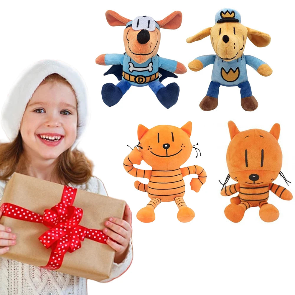 For Dog Man Detective Dog Plush Toy 20cm Stuffed Animal Doll PP Cotton Soft Dog Plushies Soft Cartoon Baby Toy for Kids Toddlers