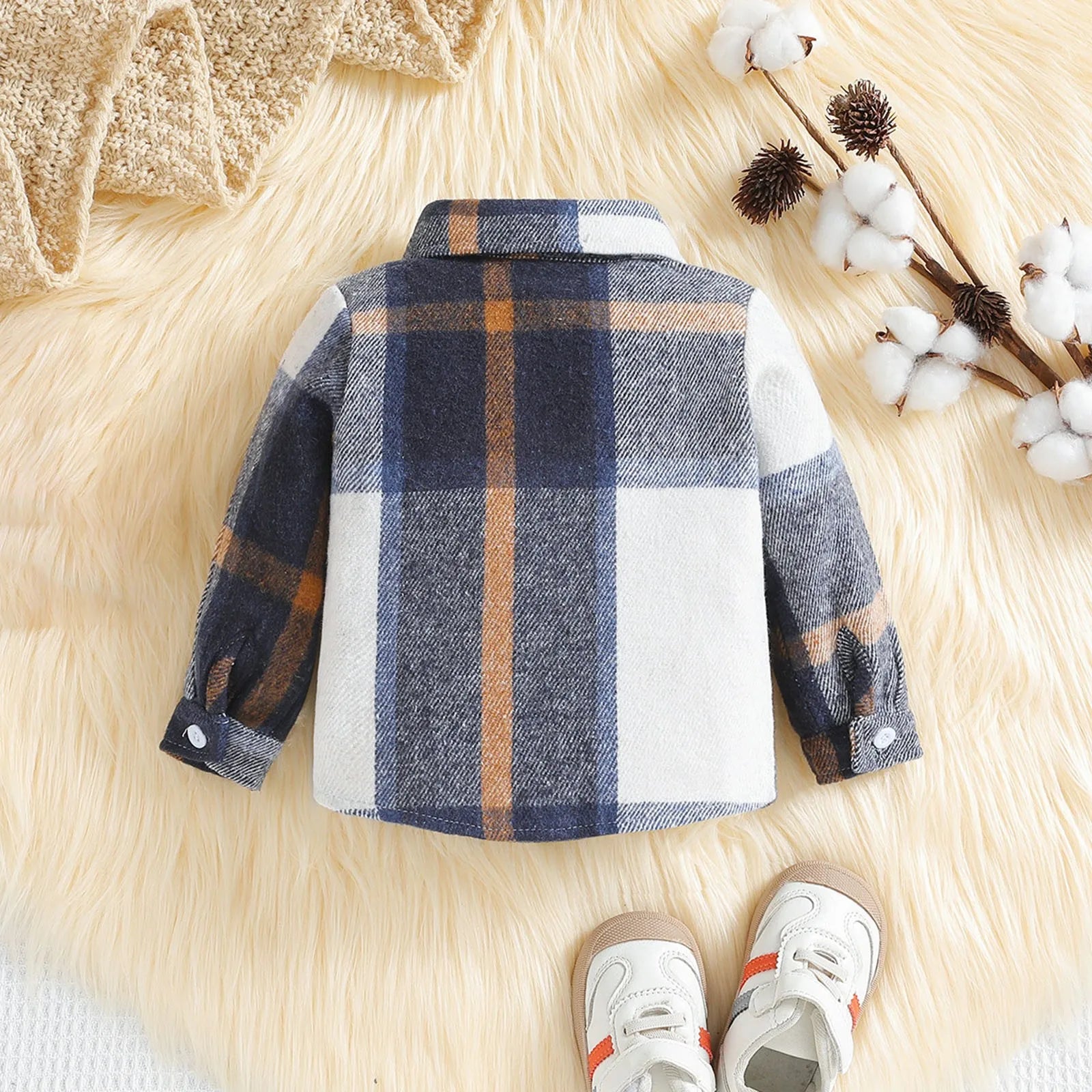 4t Winter Coat Children's Spring New Children's Long Sleeved Lapel Casual Boy Plaid Shirt Coat Kids Boys