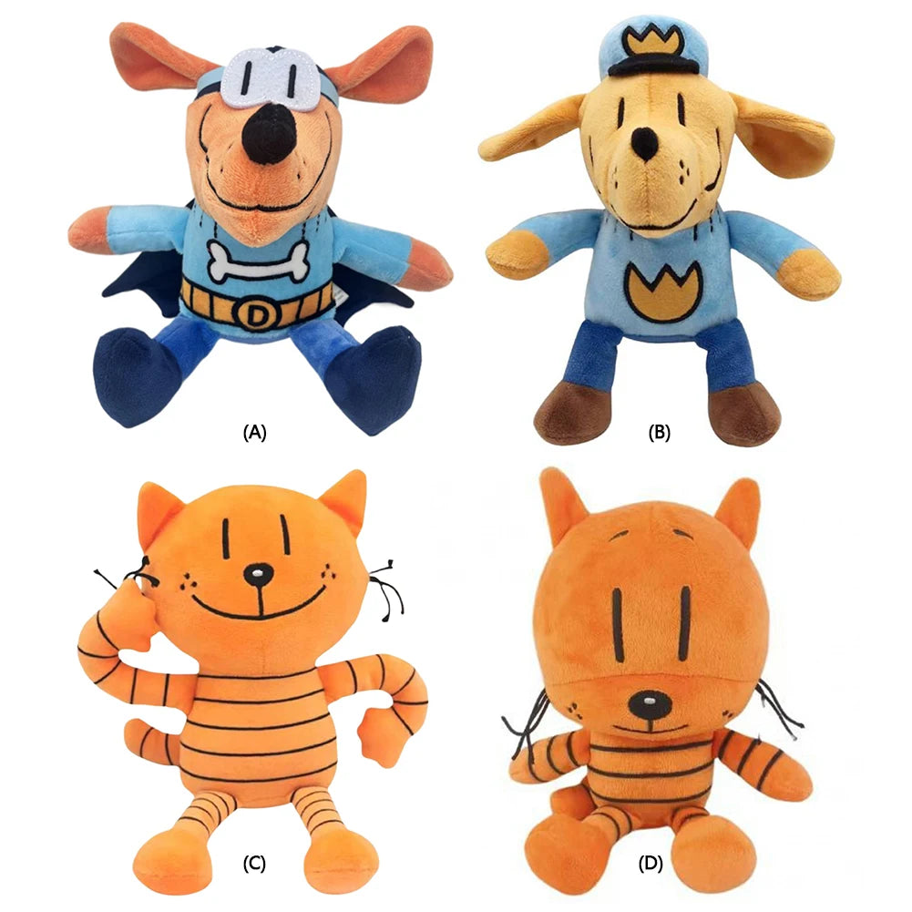 For Dog Man Detective Dog Plush Toy 20cm Stuffed Animal Doll PP Cotton Soft Dog Plushies Soft Cartoon Baby Toy for Kids Toddlers