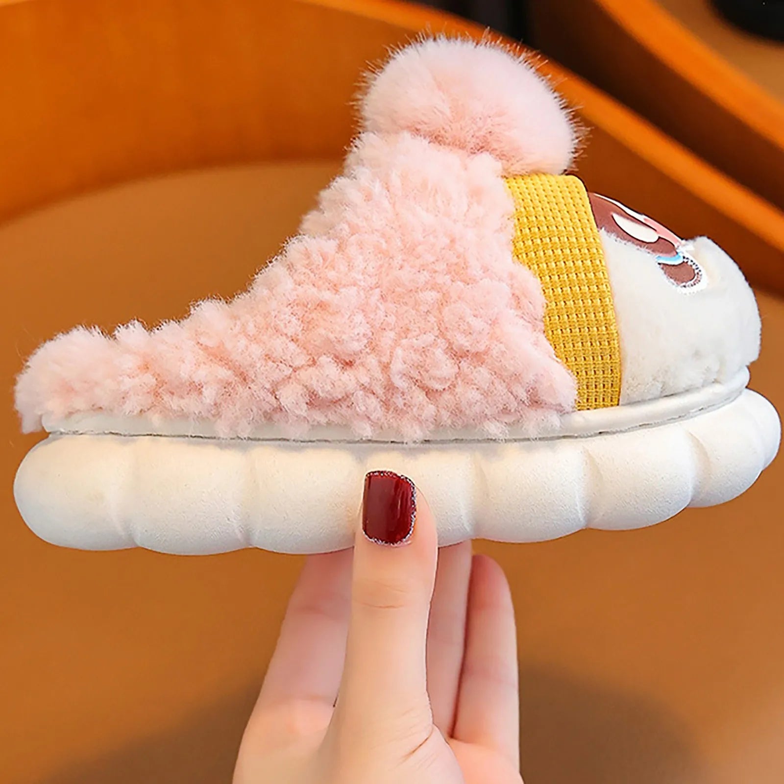 Toddler House Slippers Girls Size 4 Children's Cute Cartoon Plush Slippers Indoor Full Coverage Cozy Shoes Girls Sandal Size 2